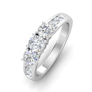1.50 Carat TW Diamond Three Stone Engagement Ring with Side Stones in 14k White Gold