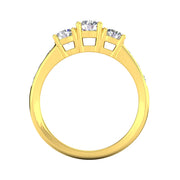 1.50 Carat TW Diamond Three Stone Engagement Ring with Side Stones in 14k Yellow Gold