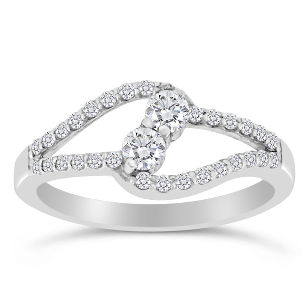 1/2ctw Diamond Two Stone Ring in 10k White Gold