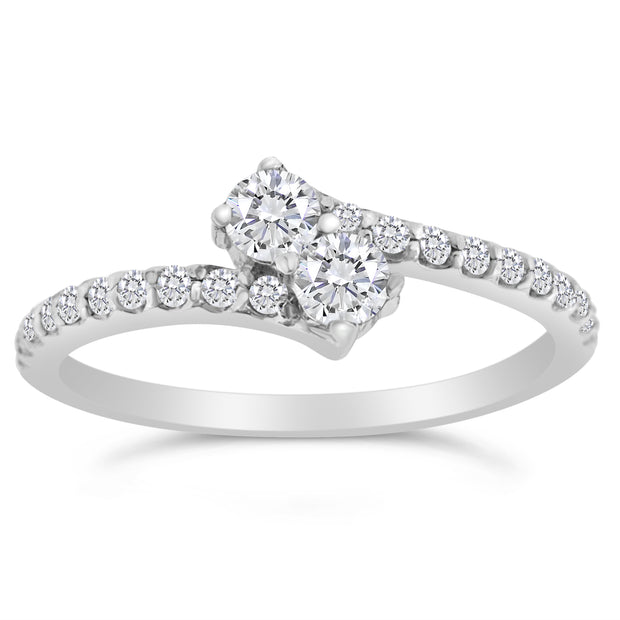 1/2ctw Diamond Two Stone Ring in 10k White Gold