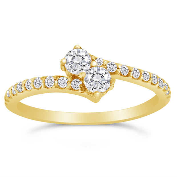 1/2ctw Diamond Two Stone Ring in 10k Yellow Gold