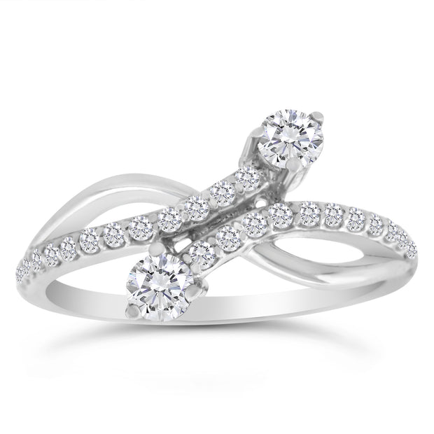 1/2ctw Diamond Two Stone Ring in 10k White Gold