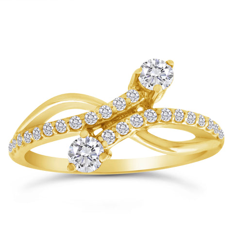 1/2ctw Diamond Two Stone Ring in 10k Yellow Gold