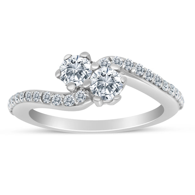 1/2ctw Diamond Two Stone Ring in 10k White Gold