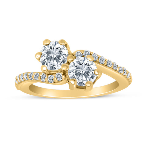 1.00ctw Diamond Two Stone Ring in 14k Yellow Gold