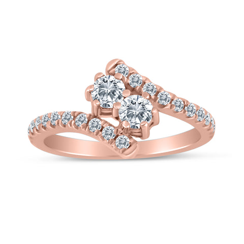 0.65ctw Diamond Two Stone Ring in 10k Rose Gold