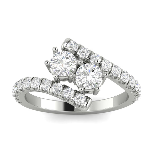 1.00ctw Diamond Two Stone Ring in 14K White Gold