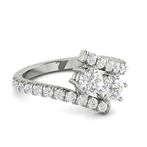 1.00 Carat TW Diamond Two Stone Ring in 10k White Gold