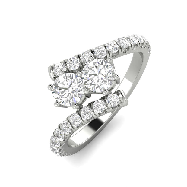 1.00 Carat TW Diamond Two Stone Ring in 10k White Gold