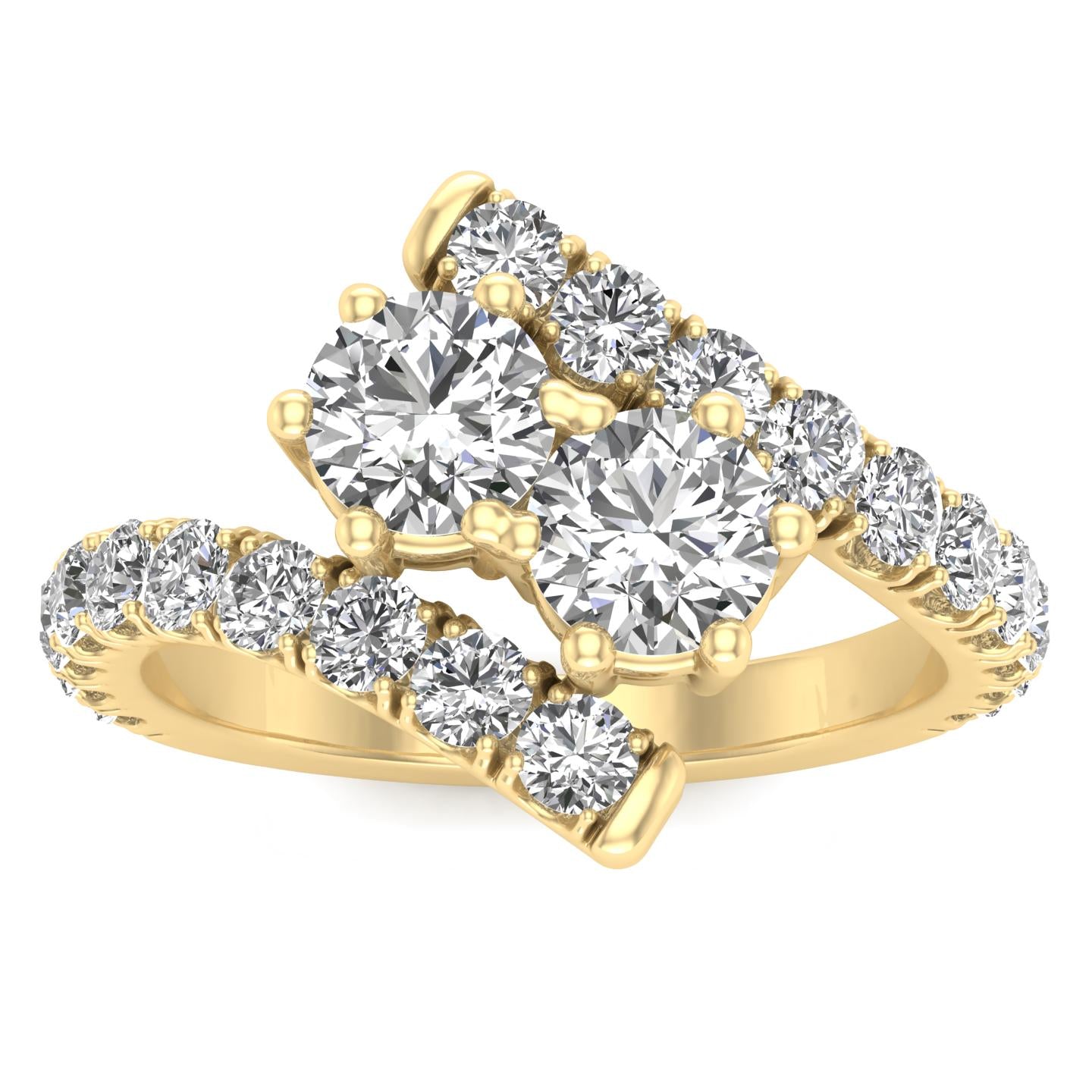 1.00ctw Diamond Two Stone Ring in 14K Yellow Gold – INARA  14K 2.00CTW YG Natural Diamond Ring Size 6 1/2 main image 0