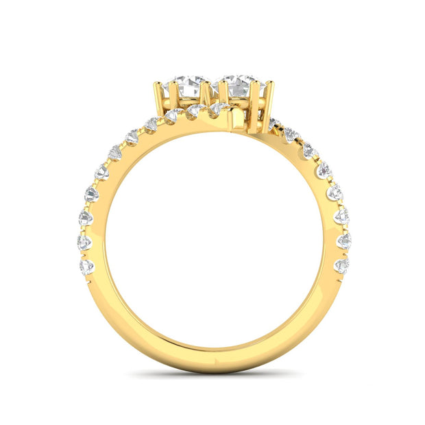 1.00 Carat TW Diamond Two Stone Ring in 10k Yellow Gold