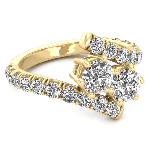 1.00ctw Diamond Two Stone Ring in 14K Yellow Gold