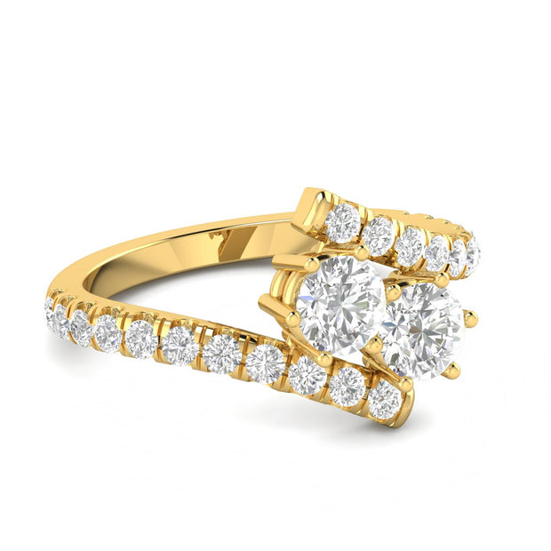 1.00 Carat TW Diamond Two Stone Ring in 10k Yellow Gold