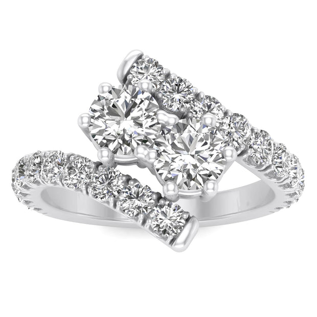 1.50ctw Diamond Two Stone Ring in 14K White Gold