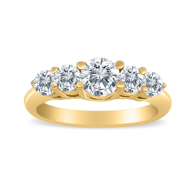 1/2ctw Diamond Five Stone Graduated Ring in 10K Yellow Gold