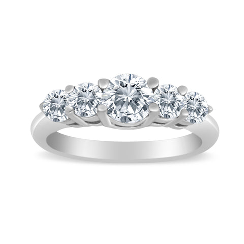 1.00ctw Diamond Five Stone Graduated Ring in 14k White Gold