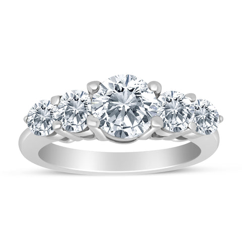 1.50ctw Diamond Five Stone Graduated Ring in 14k White Gold