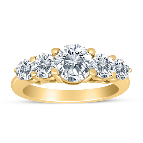 1.50ctw Diamond Five Stone Graduated Ring in 14k Yellow Gold