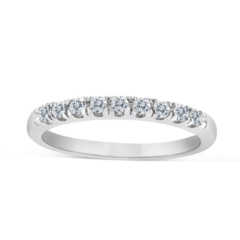 1/5 Carat TW Women's Diamond Ring Wedding Band in 10k White Gold