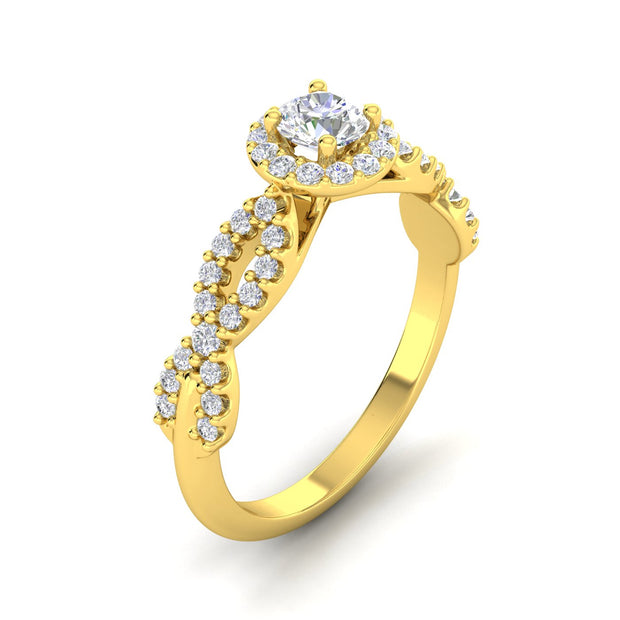 Certified 3/4 Carat TW Diamond Infinity Engagement Ring in 10k Yellow Gold