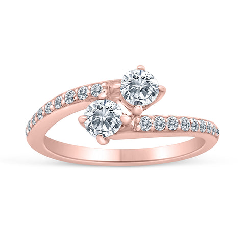 5/8ctw Diamond Two Stone Engagement Ring in 10k Rose Gold