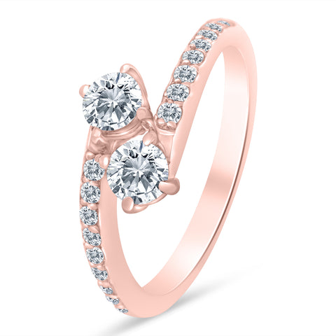 5/8ctw Diamond Two Stone Engagement Ring in 10k Rose Gold