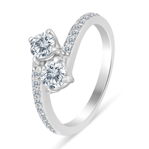 1.00ctw Diamond Two Stone Engagement Ring in 14k White Gold