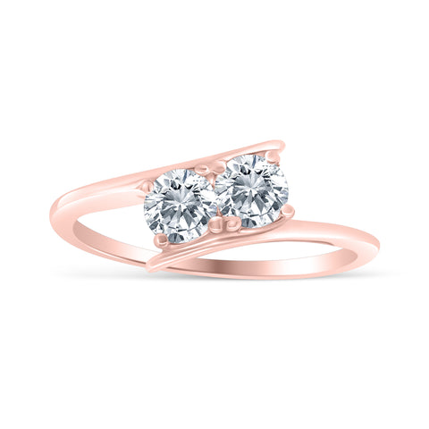 1/2ctw Diamond Two Stone Solitaire Engagement Ring in 10k Rose Gold