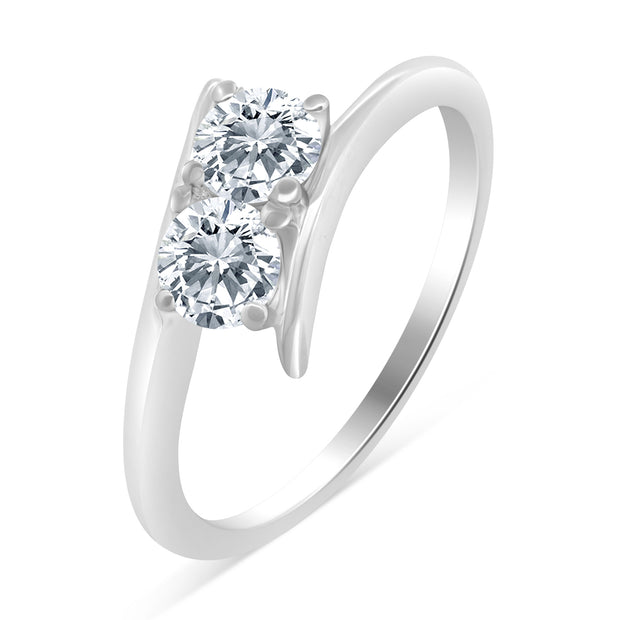 1.00ctw Diamond Two Stone Solitaire Engagement Ring in 14k White Gold