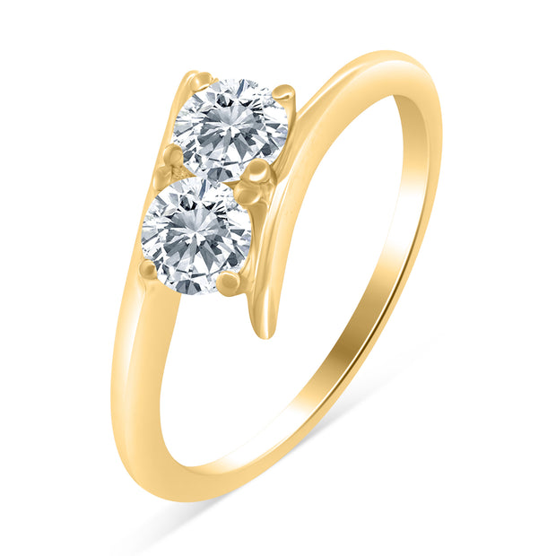 1/2ctw Diamond Two Stone Solitaire Engagement Ring in 10k Yellow Gold