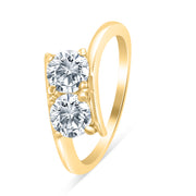 1.00ctw Diamond Two Stone Solitaire Engagement Ring in 14k Yellow Gold