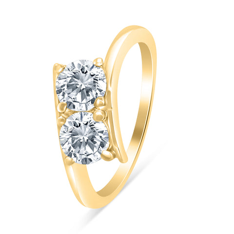 1.00ctw Diamond Two Stone Solitaire Engagement Ring in 14k Yellow Gold