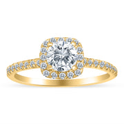 3/4ctw Diamond Halo Engagement Ring in 10k Yellow Gold