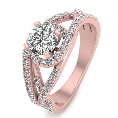 3/4ctw Diamond Halo Engagement Ring in 10k Rose Gold