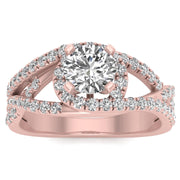 3/4ctw Diamond Halo Engagement Ring in 10k Rose Gold
