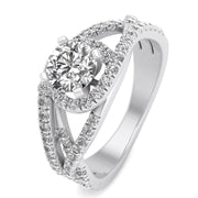 3/4ctw Diamond Halo Engagement Ring in 10k White Gold