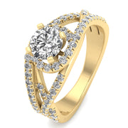 1.00ctw Diamond Halo Engagement Ring in 14k Yellow Gold