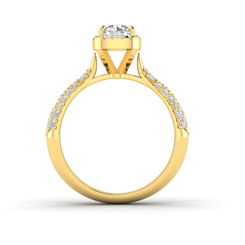 1.00ctw Diamond Halo Engagement Ring in 10k Yellow Gold