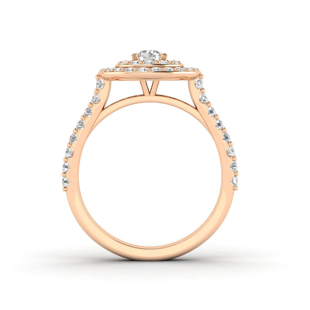 3/4ctw Diamond Halo Engagement Ring in 10k  Rose Gold