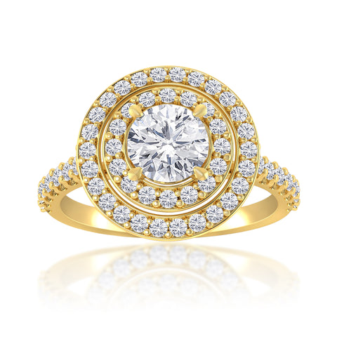 1.25ctw Diamond Halo Engagement Ring in 14k  Yellow Gold