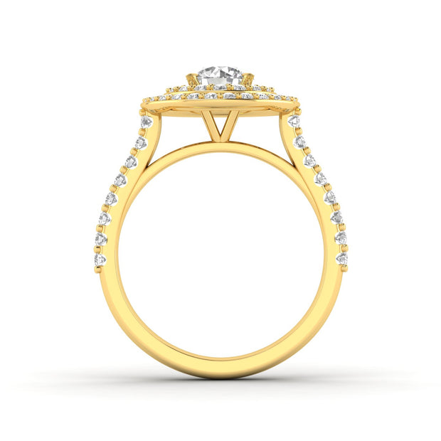 1.25ctw Diamond Halo Engagement Ring in 14k  Yellow Gold