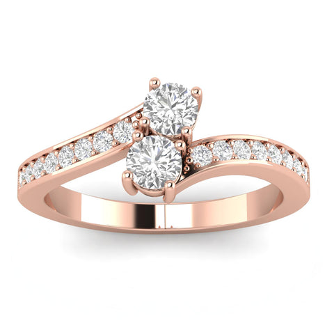 0.75ctw Diamond Two Stone Ring in 10k Rose Gold