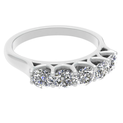 IGI Certified 1.00 Carat TW Diamond Five Stone Wedding Band in 14k White Gold