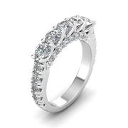 Certified 2.00 Carat TW Diamond Five Stone Wedding Band in 14k White Gold