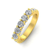 Certified 2.00 Carat TW Diamond Five Stone Wedding Band in 14k Yellow Gold