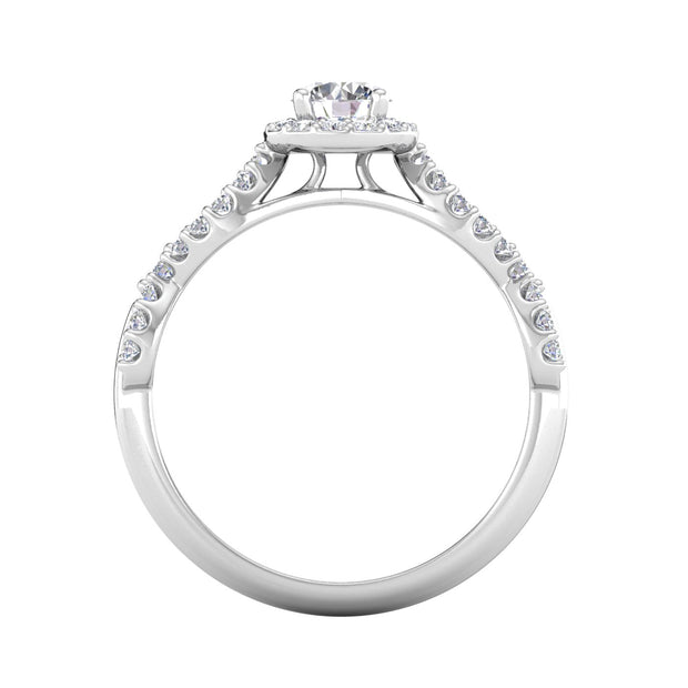 Certified 1.00 Carat TW Round Diamond Infinity Engagement Ring in 14k White Gold