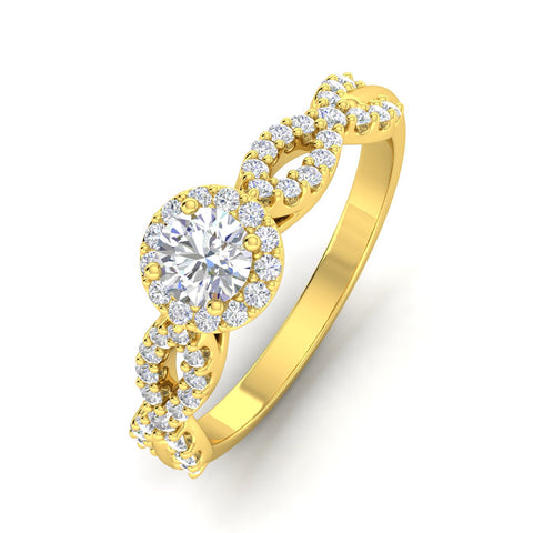 Certified 1.00 Carat TW Round Diamond Infinity Engagement Ring in 14k Yellow Gold