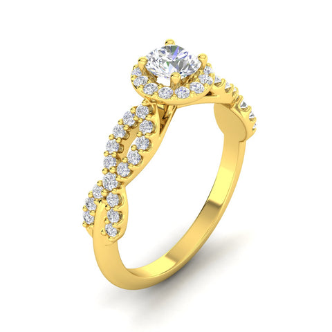 Certified 1.00 Carat TW Round Diamond Infinity Engagement Ring in 14k Yellow Gold