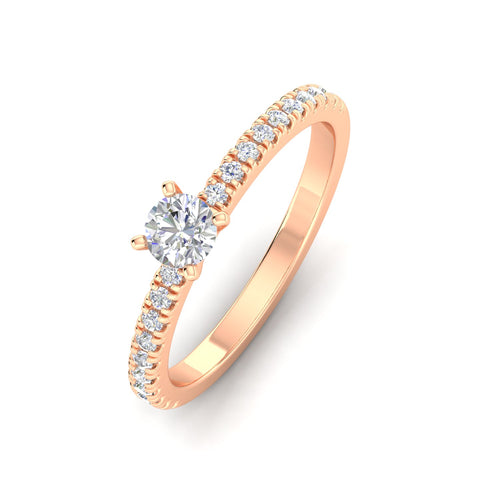1/2 Carat TW Round Natural Diamond Engagement Rings in 10k Rose Gold