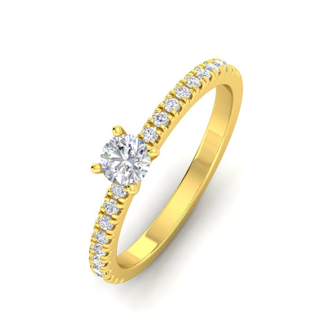 1/2 Carat TW Round Natural Diamond Engagement Rings in 10k Yellow Gold